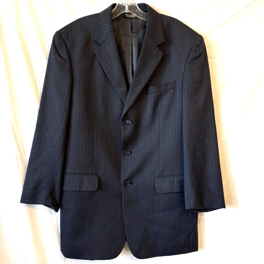 Joseph Jos A Bank Men Wool Cashmere Gray Sport Suit Jacket Blazer Pin Stripe 41L - Picture 2 of 16